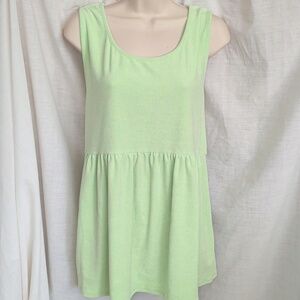 Chic Soul Tank Top 1XL Green T-Shirt Babydoll Weekender Scoop Neck Tee Plus New